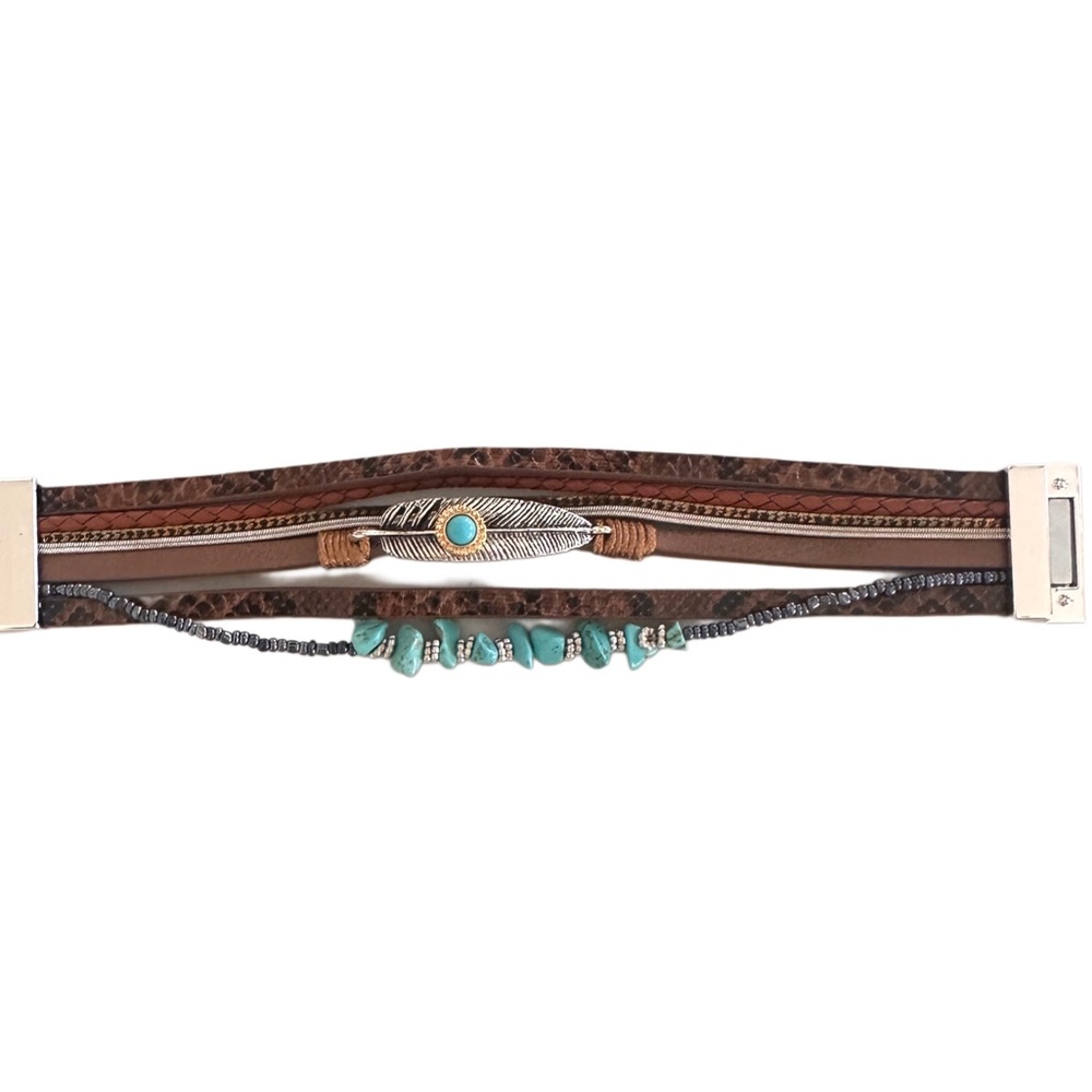 Brown and Turquoise Layered Apple Watch Band